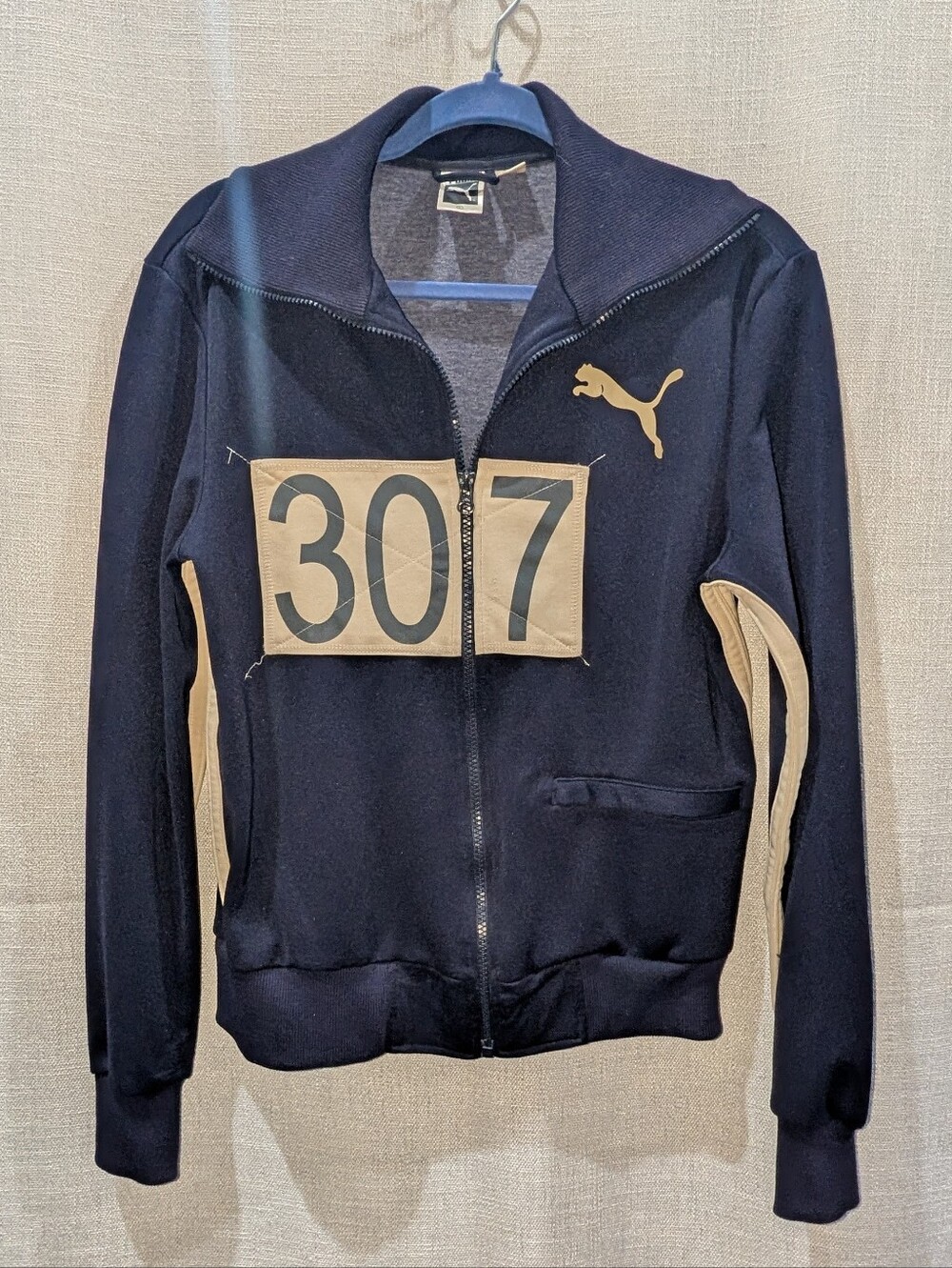 Retro Puma 2000s Running Bib 307 Full Zip Jacket Navy Blue Size S